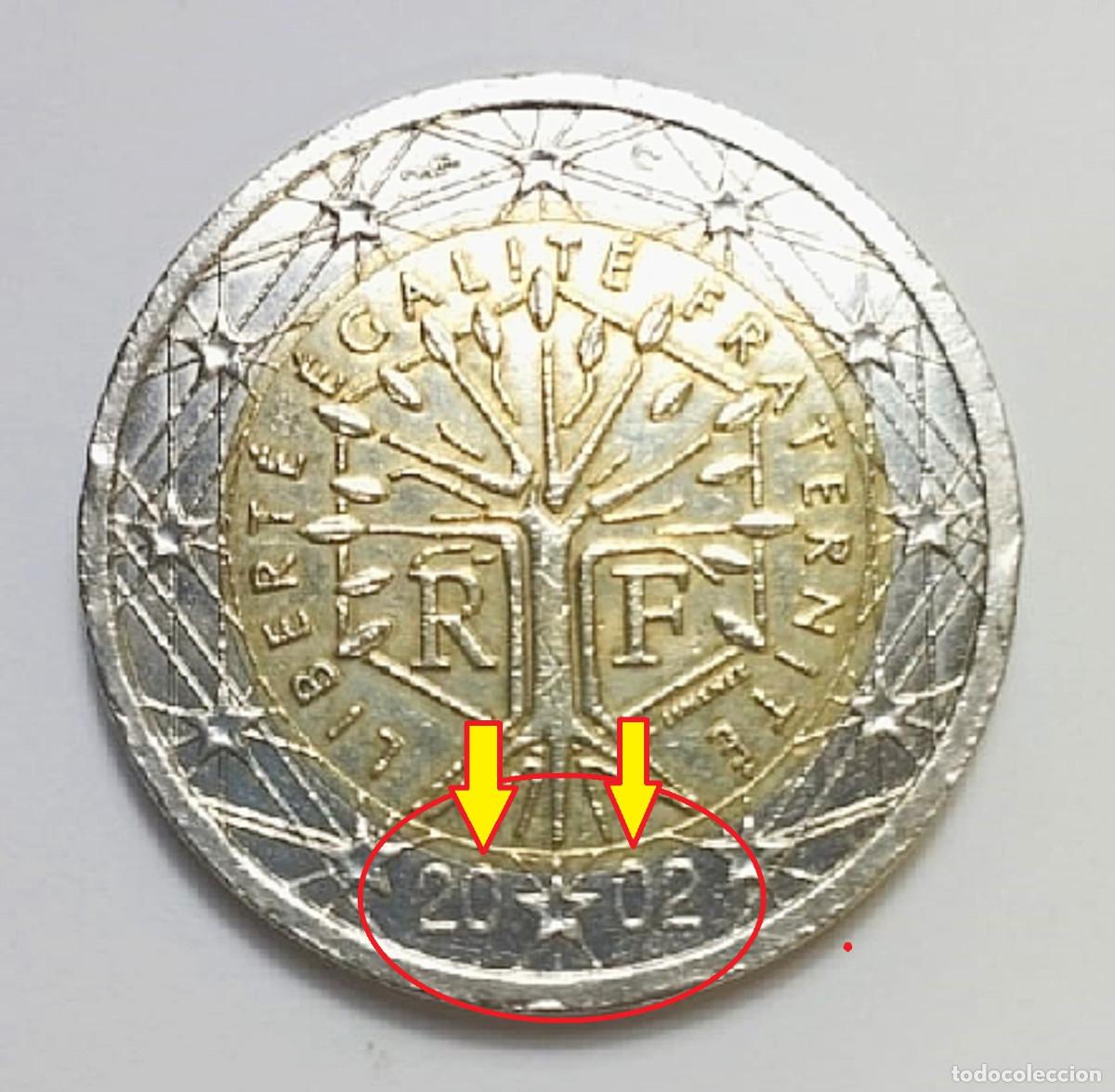 Monedas antiguas de Europa: Moneda 2 Euros FRANCIA 2002 &Aacute;rbol de la vida, Error de acu&ntilde;aci&oacute;n, Error de ceca - Foto 1