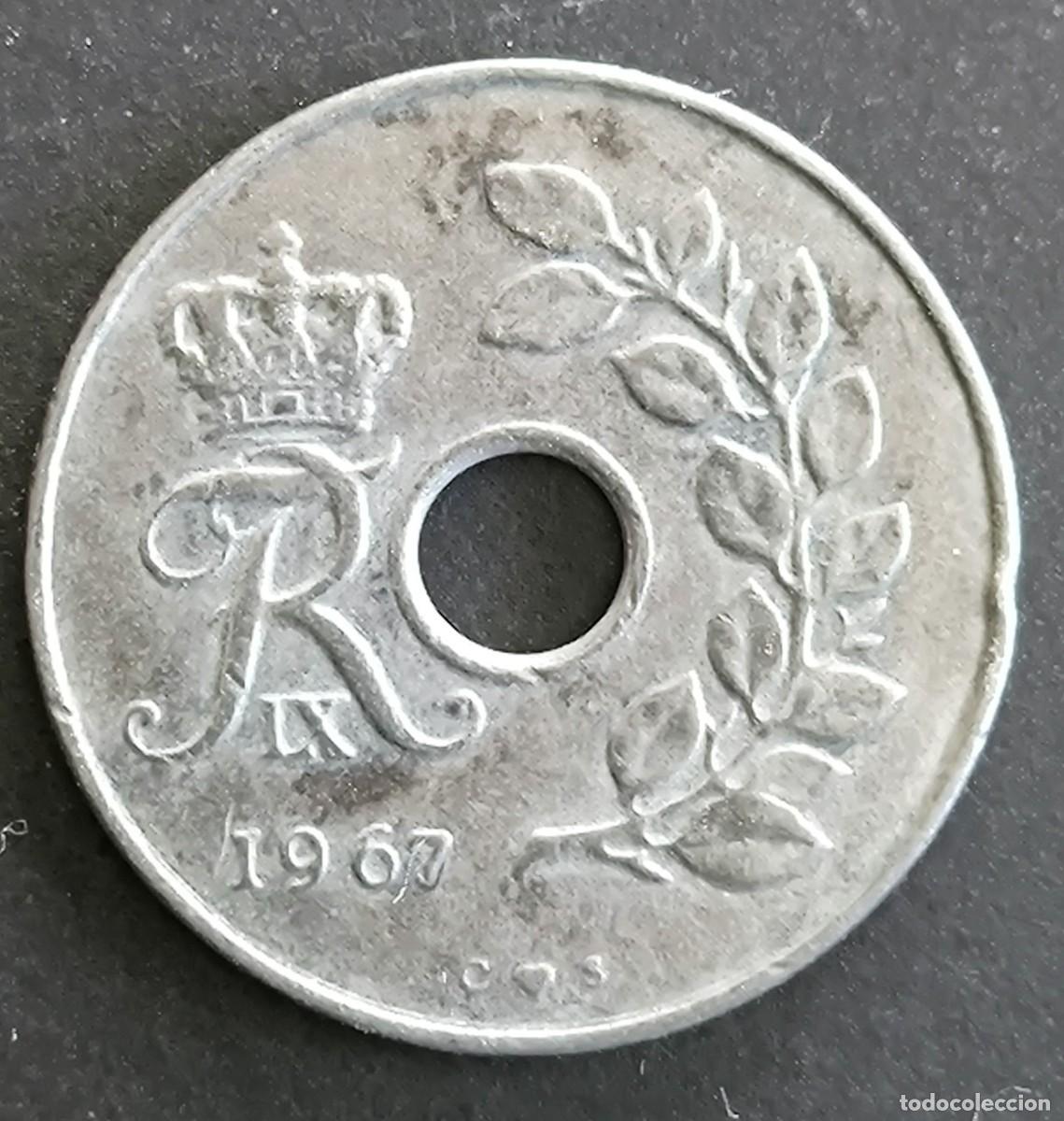 Monedas antiguas de Europa: Dinamarca 25 ore, 1967 - Foto 2