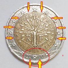 Monedas antiguas de Europa: MONEDA DE 2 EUROS € FRANCIA 2000 CON ERROR FALLO DE ACUÑACION