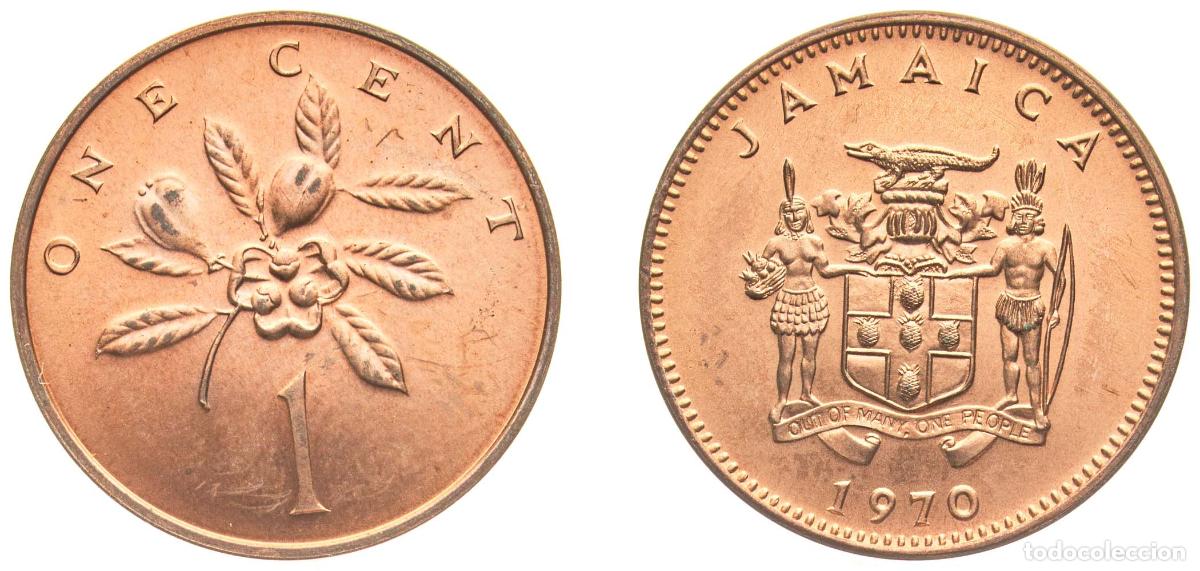 Monedas antiguas de Europa: Jamaica Commonwealth 1970 1 Cent (Wide legend) Bronze Royal Mint (10000000) 4.15g BU KM 45