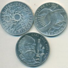 Monedas antiguas de Europa: ALEMANIA FEDERAL - LOTE 10 MARCOS DE PLATA 1989 G + 1972 D + 1988 F.