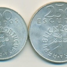 Monedas antiguas de Europa: PORTUGAL - LOTE 100 ESCUDOS DE PLATA AÑO 1974 + 250 ESCUDOS DE PLATA AÑO 1974.