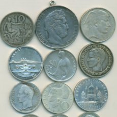Monedas antiguas de Europa: INTERESANTE LOTE 12 MONEDAS DE PLATA DIFERENTES. PESO TOTAL 128 GRAMOS.