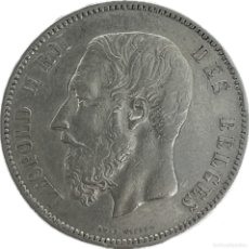 Monedas antiguas de Europa: BELGICA 5 FRANCS PLATA 1873 REY LEOPOLDO II