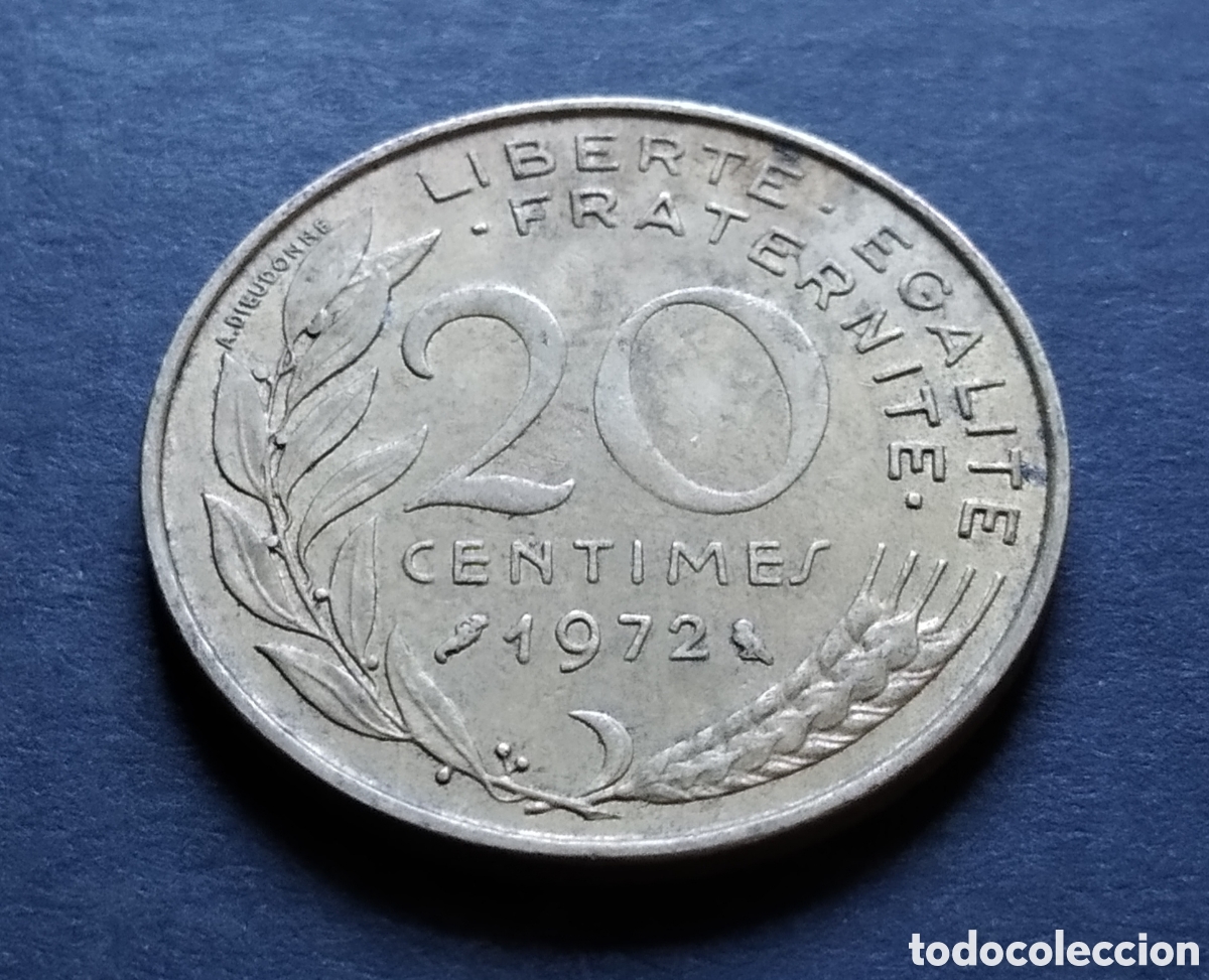 Monedas antiguas de Europa: MONEDA - FRANCIA 20 CENTIMOS 1972 - Foto 3