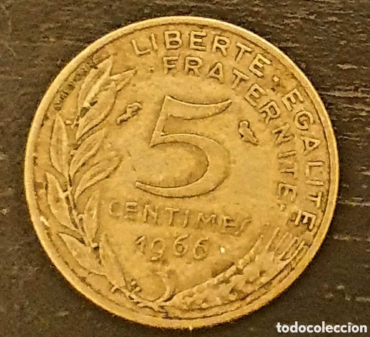 Monedas antiguas de Europa: FRANCIA 5 CENTIMES 1966 - Foto 2