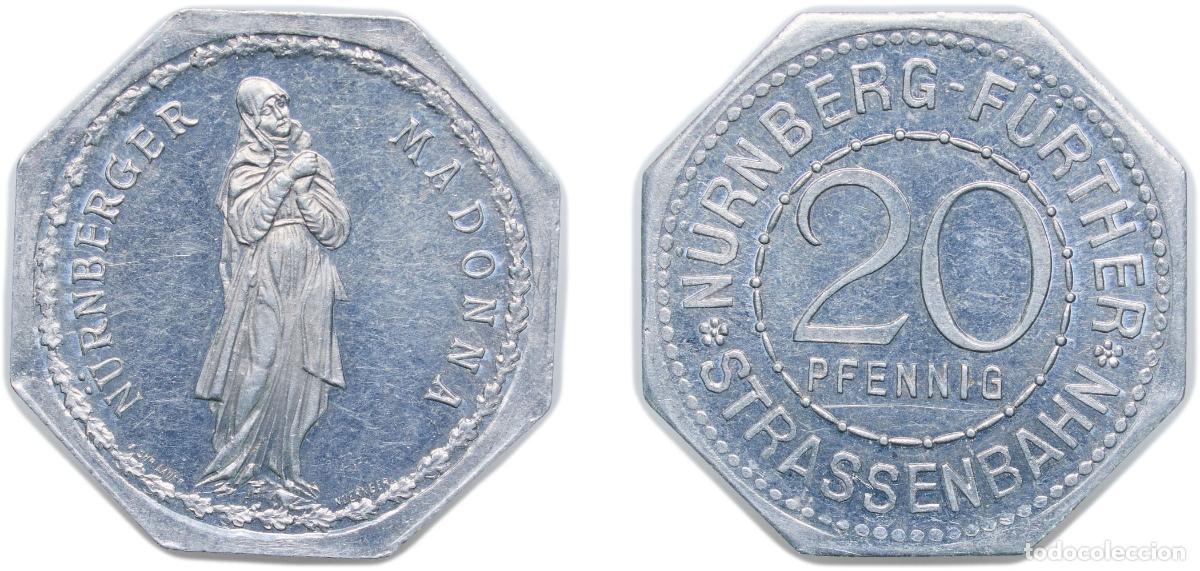 Monedas antiguas de Europa: Nuremberg and F&uuml;rth, Cities of ND 20 Pfennig - N&uuml;rnberger Madonna (N&uuml;rnberg-F&uuml;rth) Aluminium L. Chr