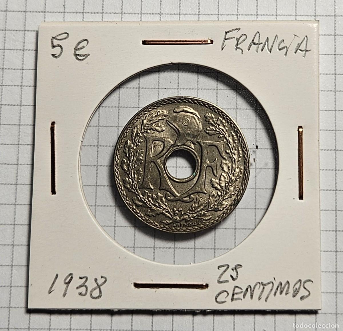 Monedas antiguas de Europa: MONEDA DE FRANCIA 1938 &rdquo;25 CENTIMOS&rdquo; - Foto 1