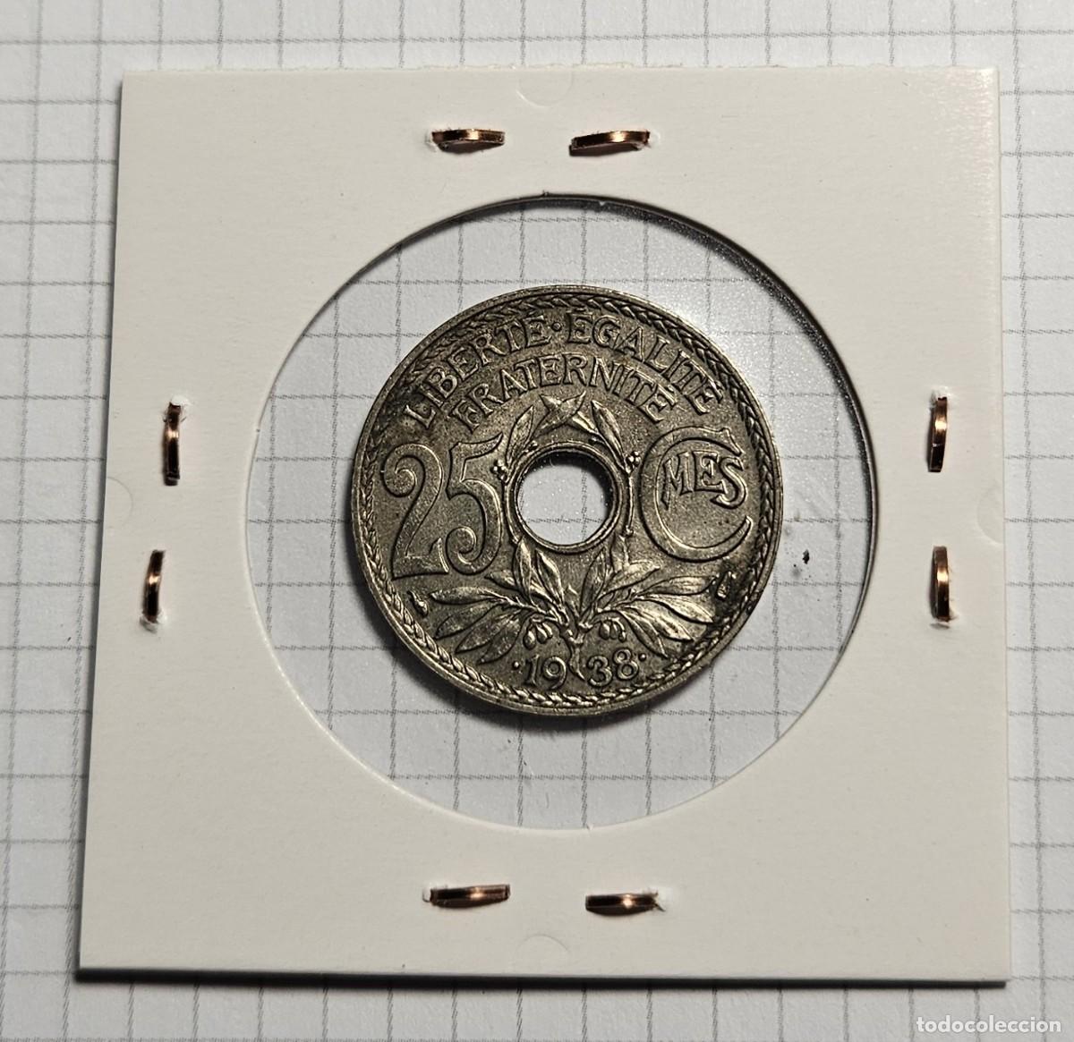 Monedas antiguas de Europa: MONEDA DE FRANCIA 1938 &rdquo;25 CENTIMOS&rdquo; - Foto 2