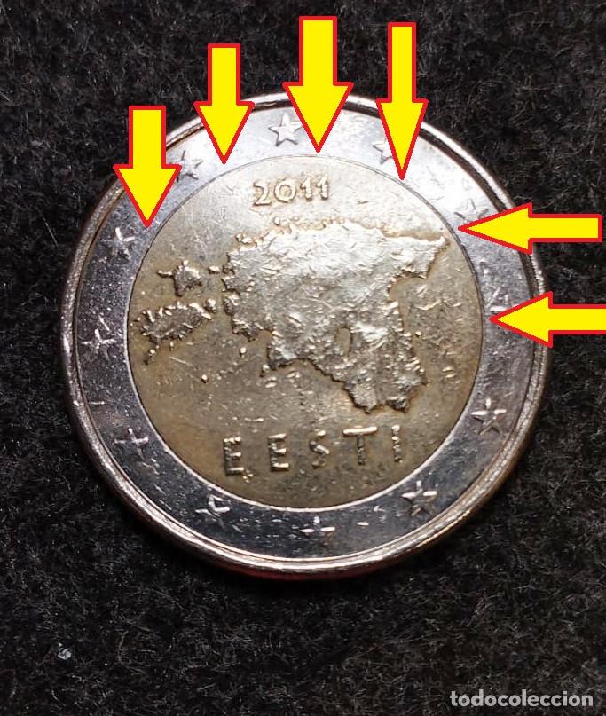 Monedas antiguas de Europa: Moneda de 2 Euros ESTONIA 2011 Mapa, Error de acu&ntilde;aci&oacute;n, Error de ceca - Foto 1