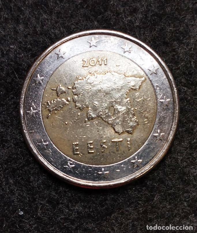 Monedas antiguas de Europa: Moneda de 2 Euros ESTONIA 2011 Mapa, Error de acu&ntilde;aci&oacute;n, Error de ceca - Foto 3