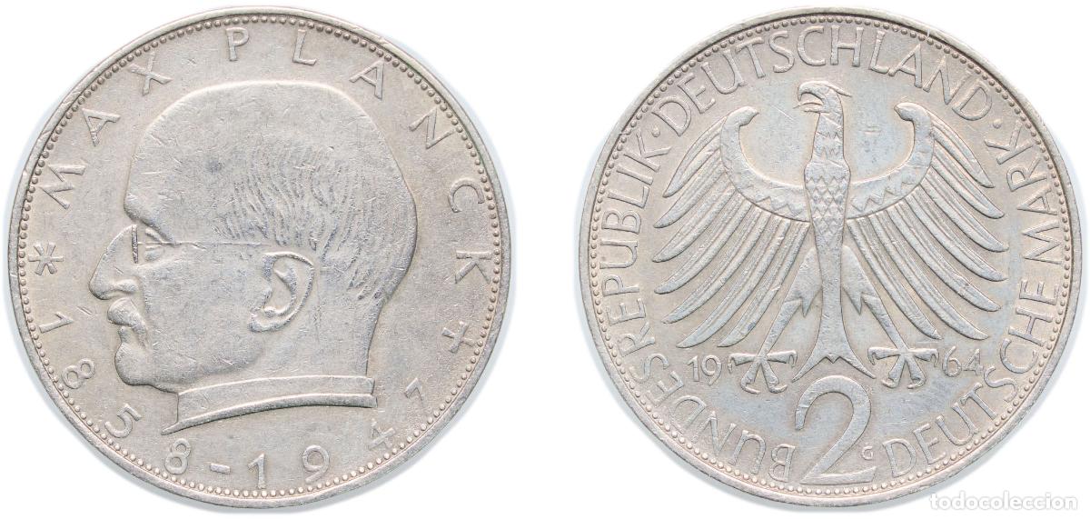 Monedas antiguas de Europa: Germany Federal Republic of Germany 1964 G 2 Deutsche Mark (Max Planck) Copper-nickel Staatliche M&uuml;