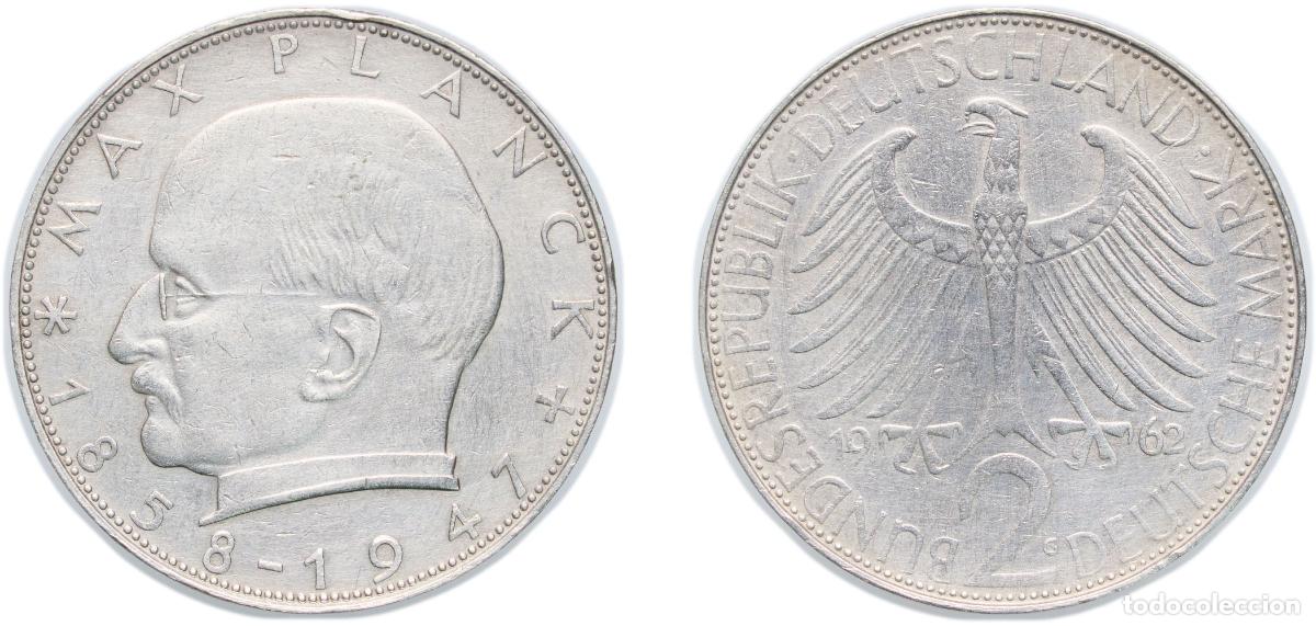 Monedas antiguas de Europa: Germany Federal Republic of Germany 1962 G 2 Deutsche Mark (Max Planck) Copper-nickel Staatliche M&uuml;