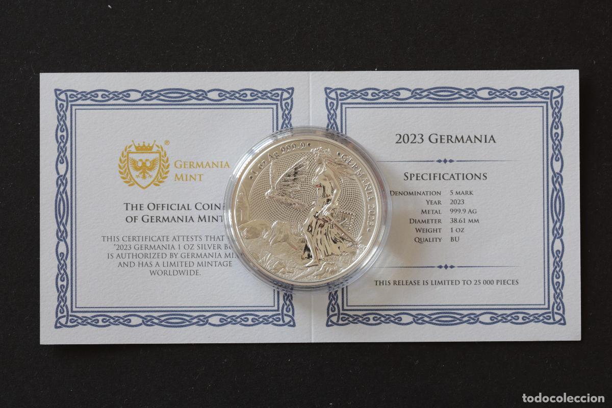 Monedas antiguas de Europa: Lady Germania. 2023. Onza de plata