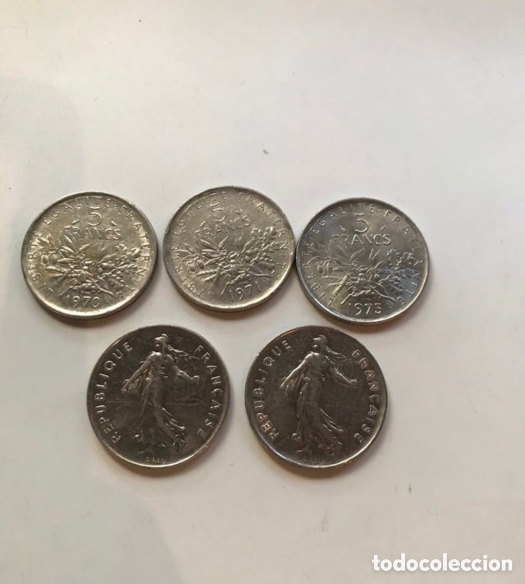 Monedas antiguas de Europa: LOTE DE 5 MONEDAS DE 5 FRANCOS - Foto 1