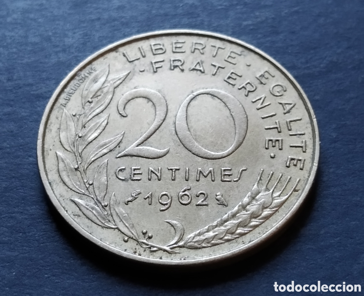 Monedas antiguas de Europa: MONEDA - FRANCIA 20 CENTIMOS 1962 - Foto 3