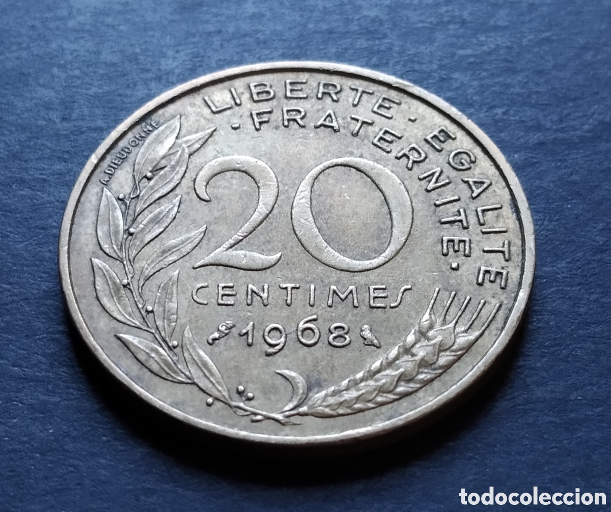Monedas antiguas de Europa: MONEDA - FRANCIA 20 CENTIMOS 1968 - Foto 3
