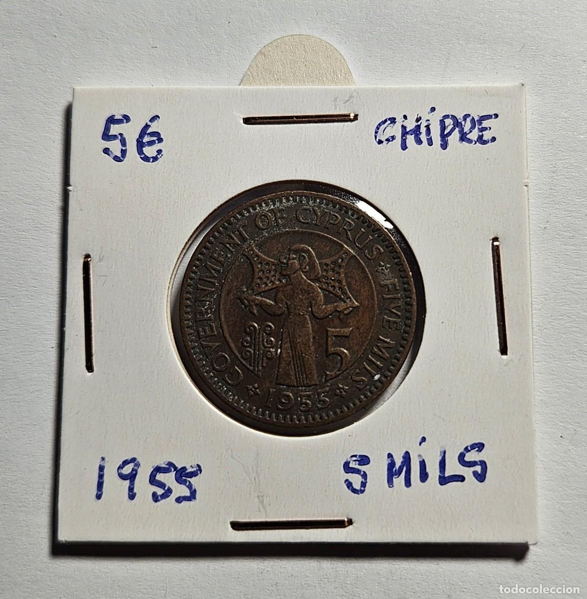 Monedas antiguas de Europa: MONEDA DE CHIPRE 1955 &rdquo;5 MILS&rdquo; - Foto 1