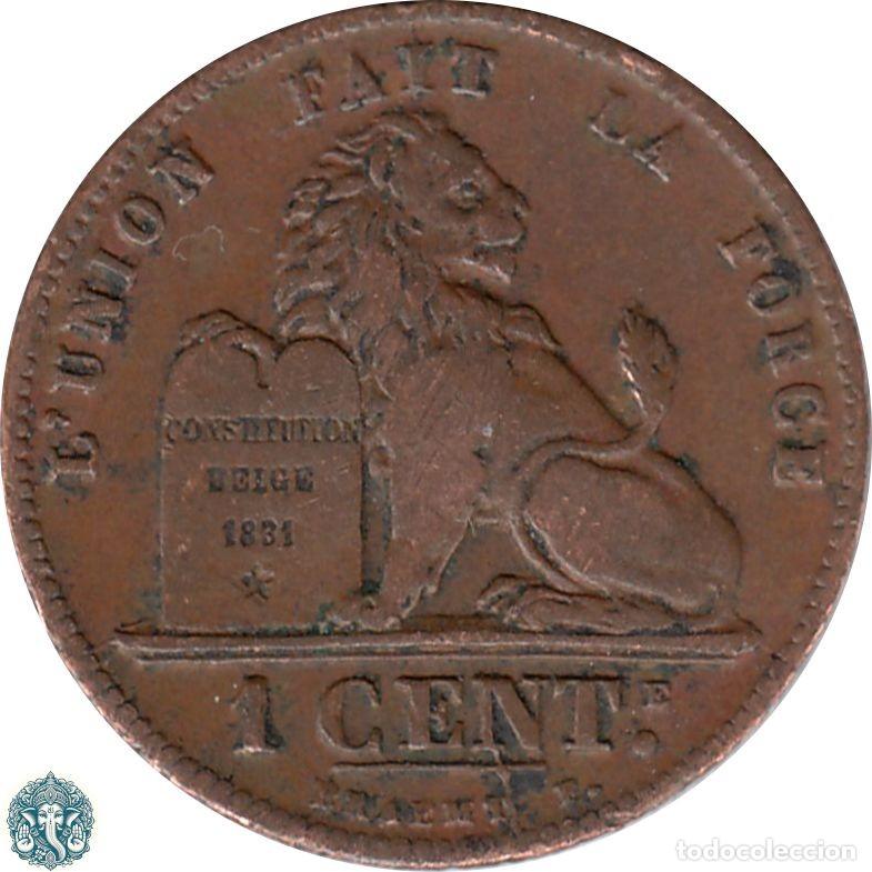 Monnaies anciennes de Europe: B&Eacute;LGICA 1 C&eacute;ntimo 1902 Leopoldo II KM#33 Leyenda Des Belges