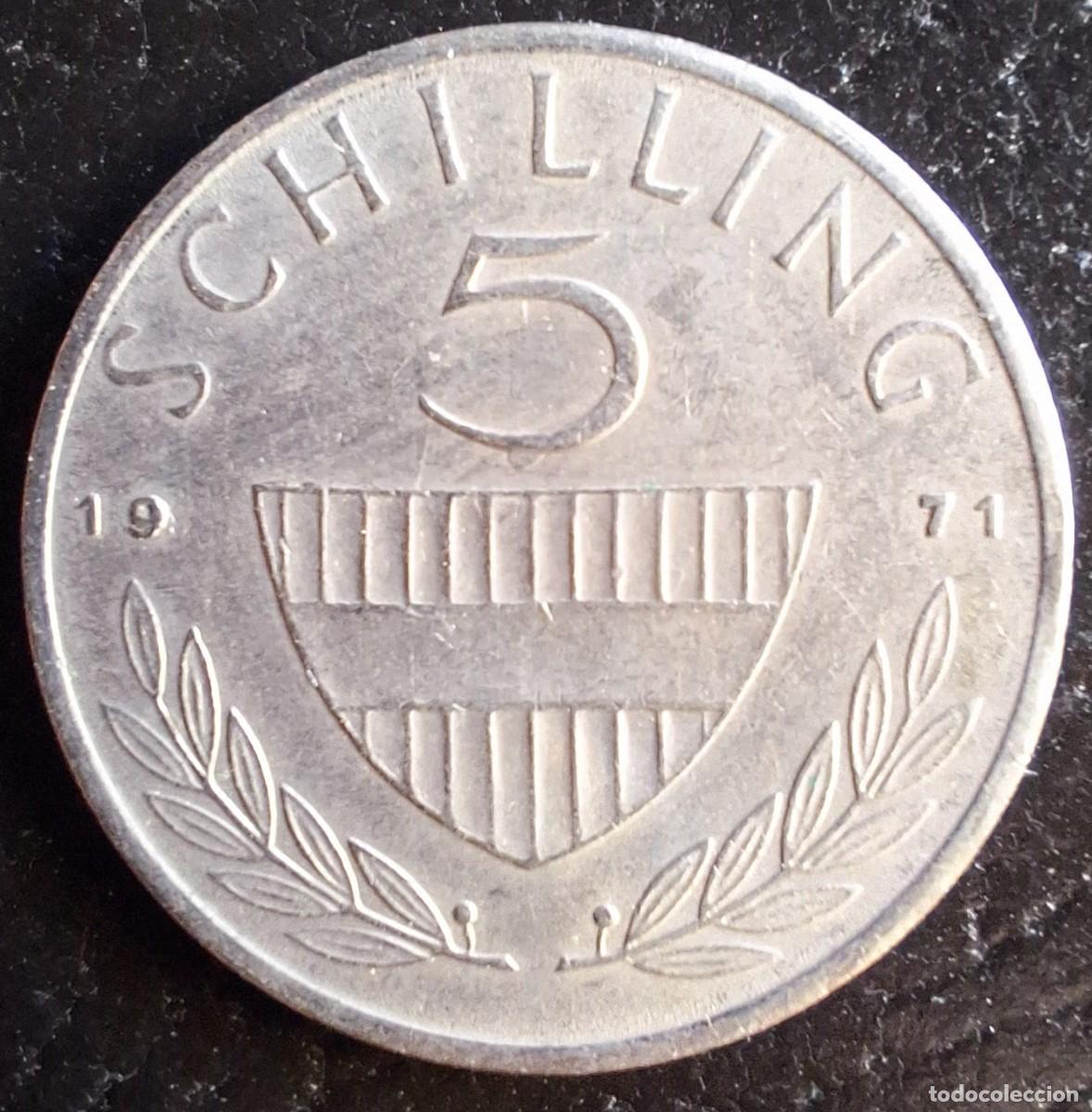 Monedas antiguas de Europa: 5 Schilling 1971 - Austria - Foto 1