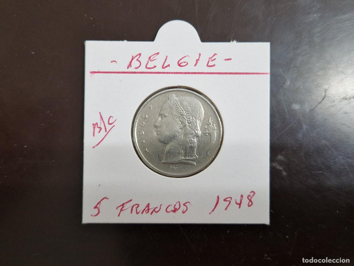 Moedas antigas da Europa: BELGICA 5 FRANCOS 1948 BC KM=135.1 (CUPRONIQUEL) BELGIE