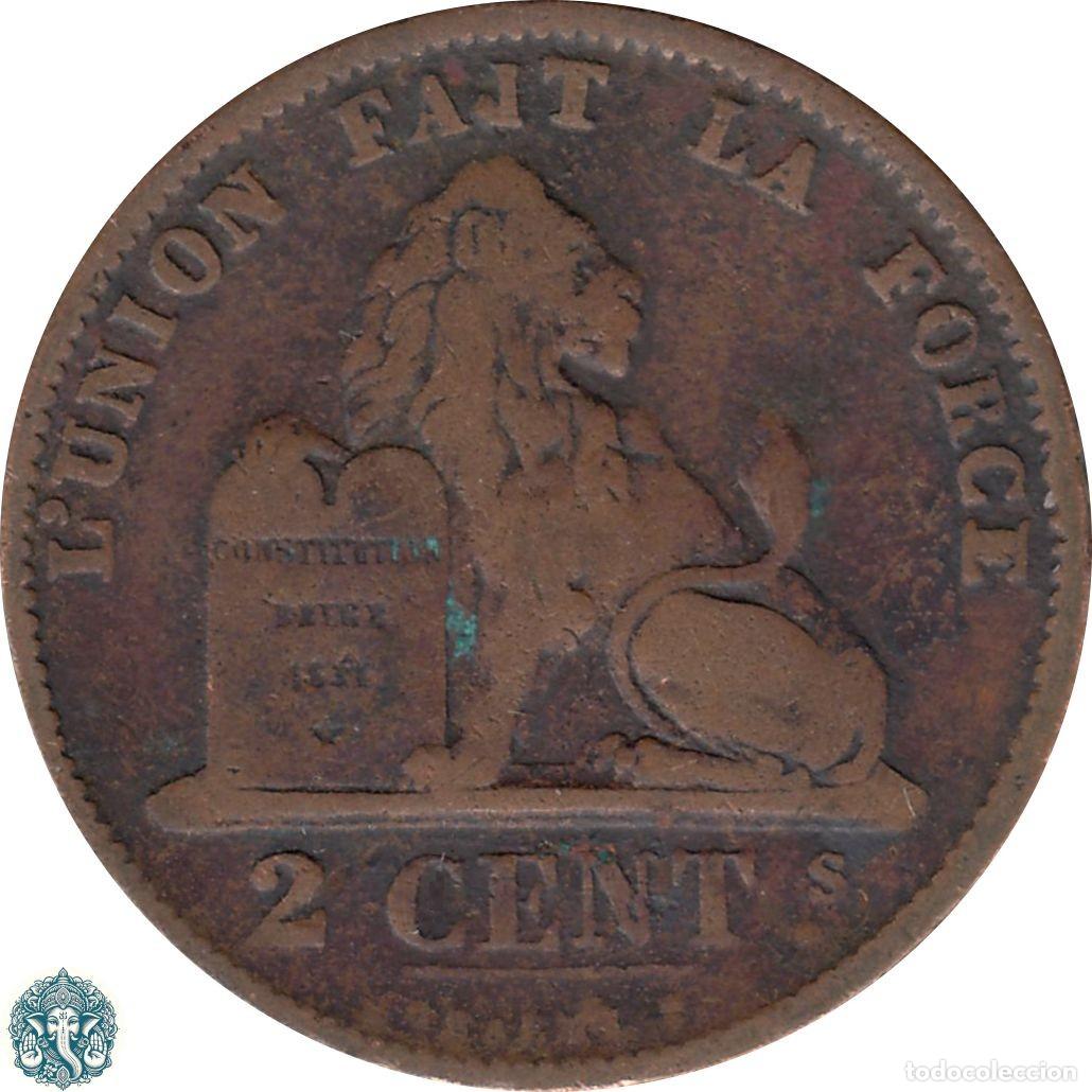 Monnaies anciennes de Europe: B&Eacute;LGICA 2 C&eacute;ntimos 1876 Leopoldo II KM#35 Leyenda Des Belges