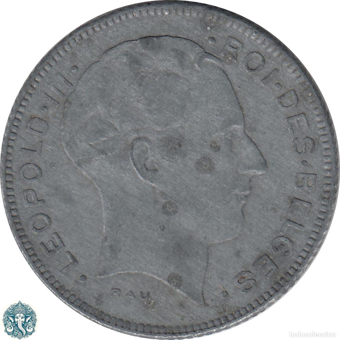 Old Coins of Europe: B&Eacute;LGICA 5 Francos 1944 Leopoldo III KM#129 Leyenda Des Belges