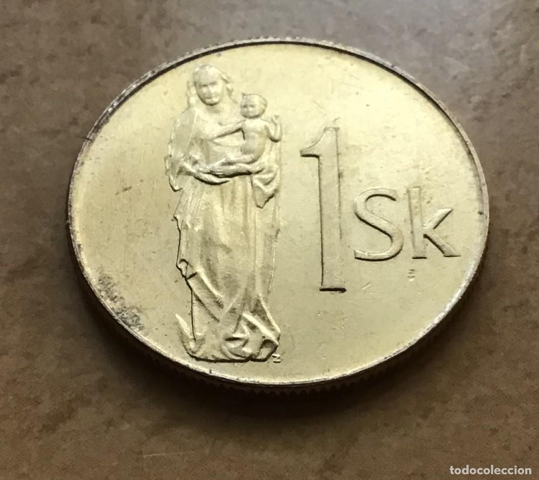 Monedas antiguas de Europa: 1 corona de Eslovaquia. A&ntilde;o 1993