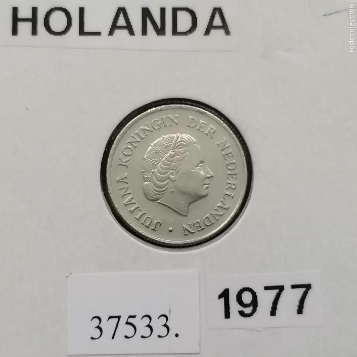 Monedas antiguas de Europa: Holanda 25 c&eacute;ntimos 1977 - Foto 1