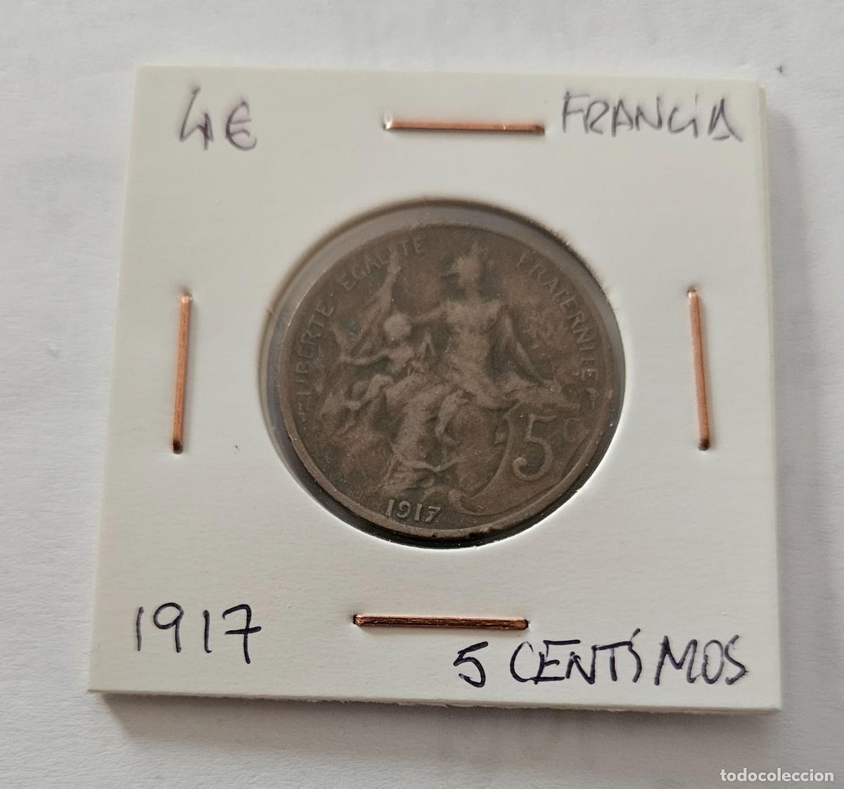 Monedas antiguas de Europa: MONEDA DE FRANCIA 1917 &rdquo;5 C&Eacute;NTIMOS&rdquo; - Foto 1