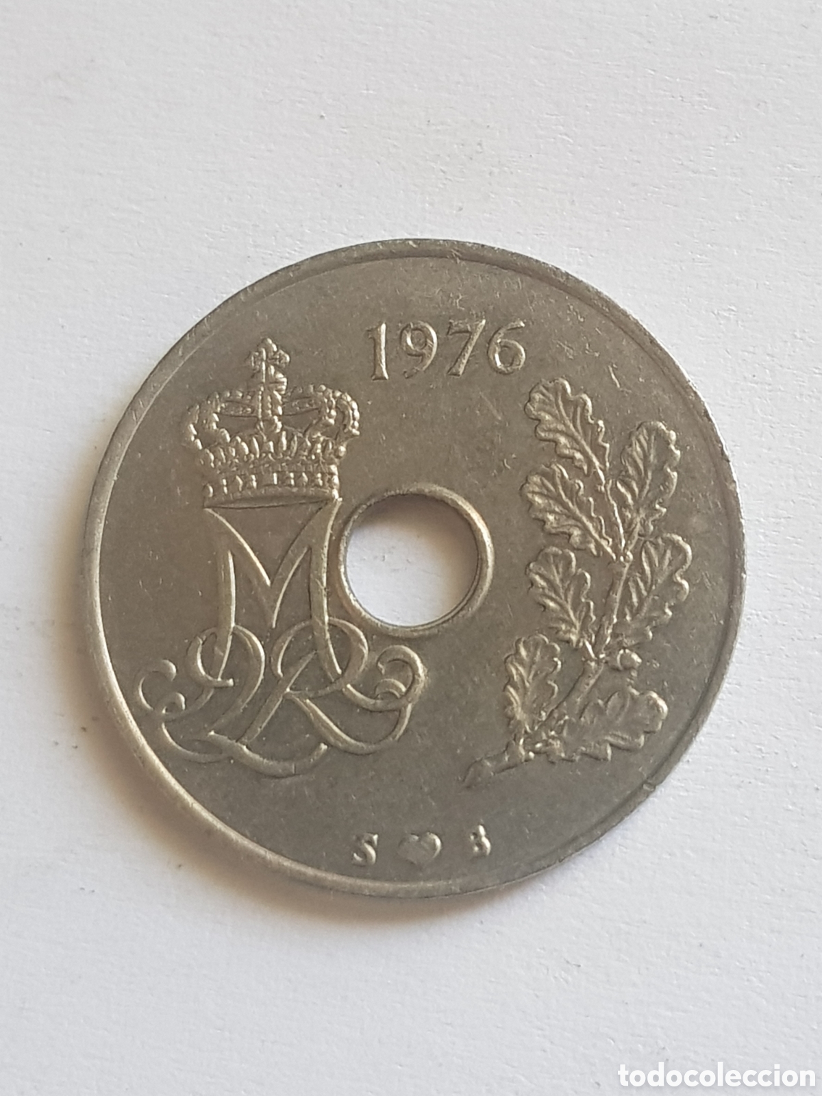 Monedas antiguas de Europa: 25 Ore 1976 Dinamarca Centimos de Krone - Foto 2