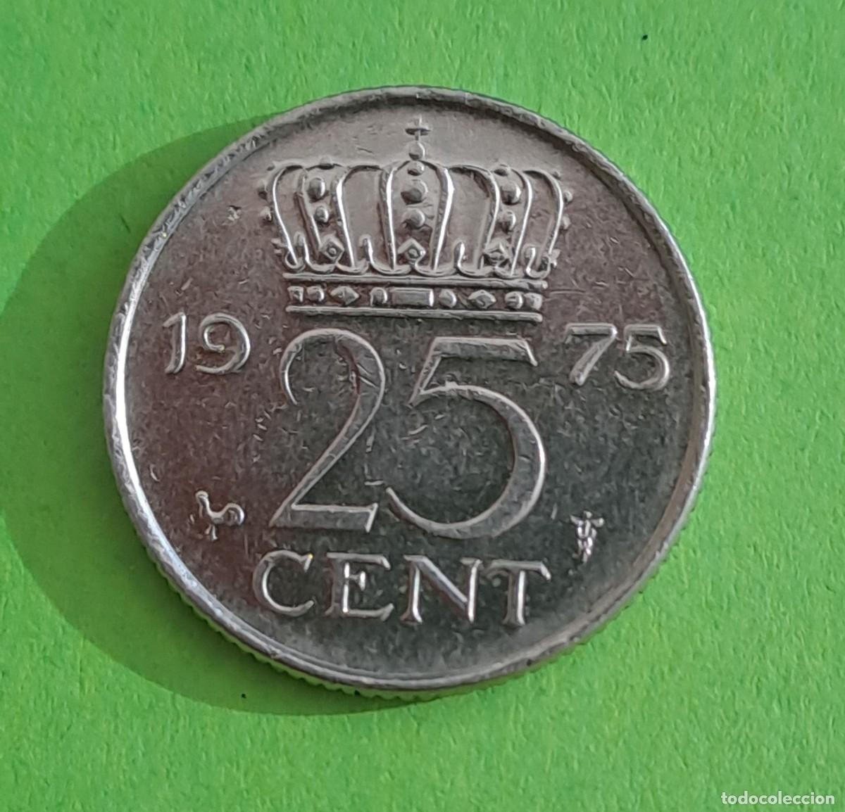 Monedas antiguas de Europa: MONEDA HOLANDA 25 CENTIMOS A&Ntilde;O 1975 - Foto 2