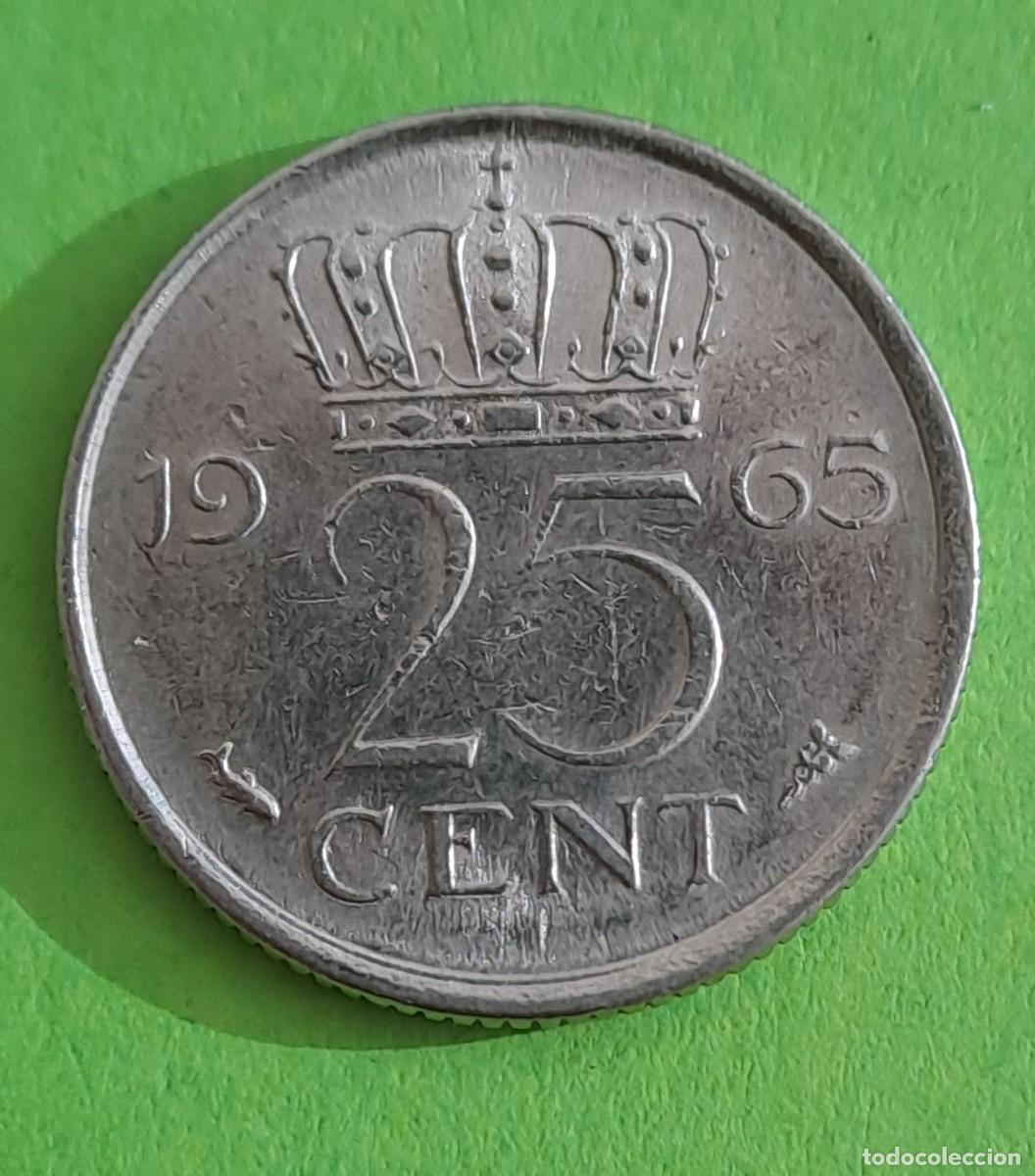 Monedas antiguas de Europa: MONEDA HOLANDA 25 CENTIMOS A&Ntilde;O 1965 - Foto 2