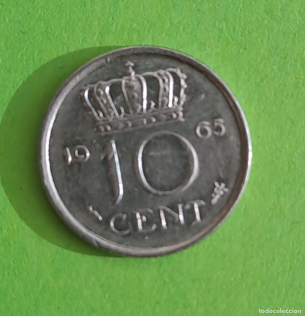 Monedas antiguas de Europa: MONEDA HOLANDA 10 CENTIMOS A&Ntilde;O 1965 - Foto 2