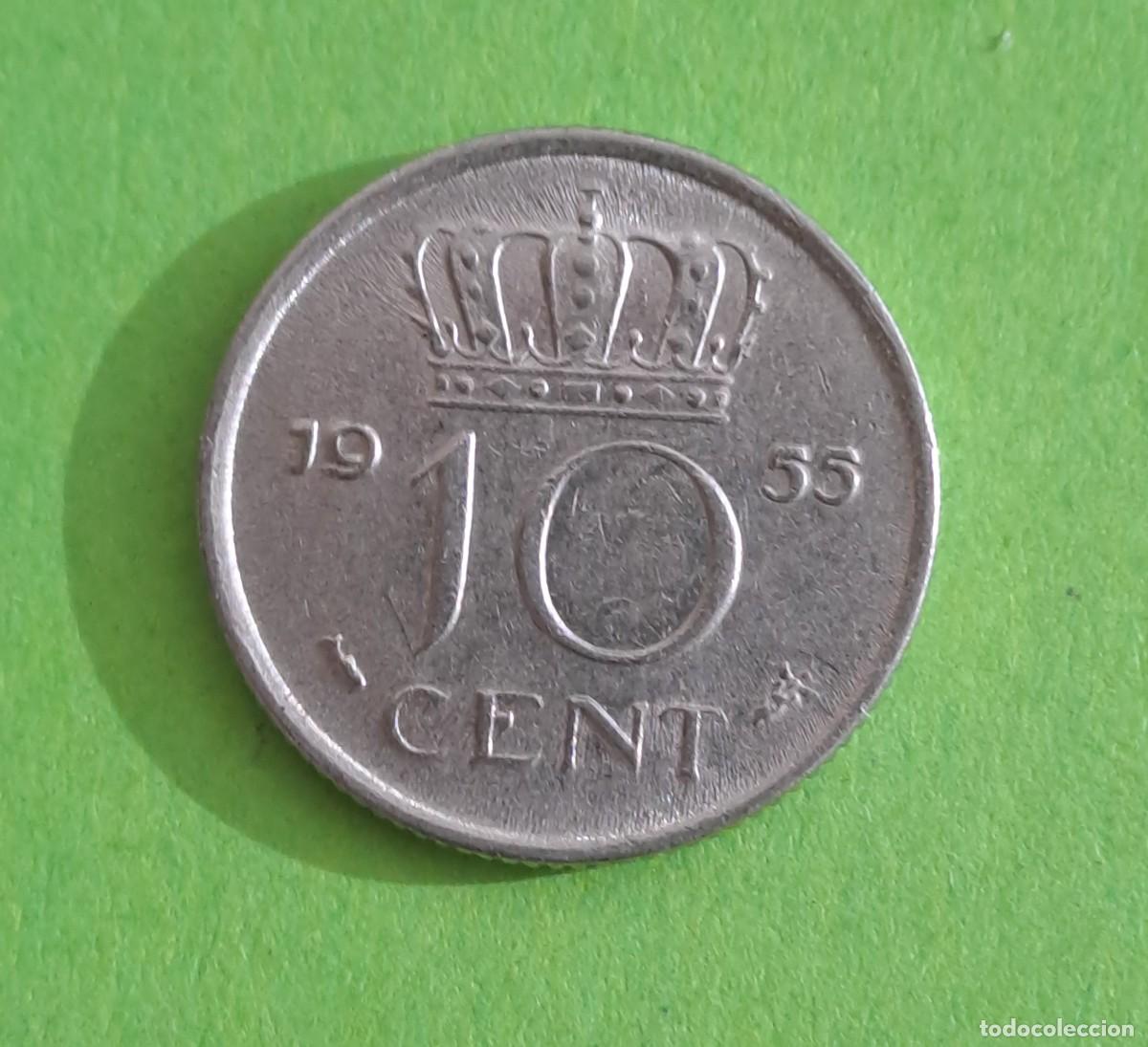 Monedas antiguas de Europa: MONEDA HOLANDA 10 CENTIMOS A&Ntilde;O 1955 - Foto 2