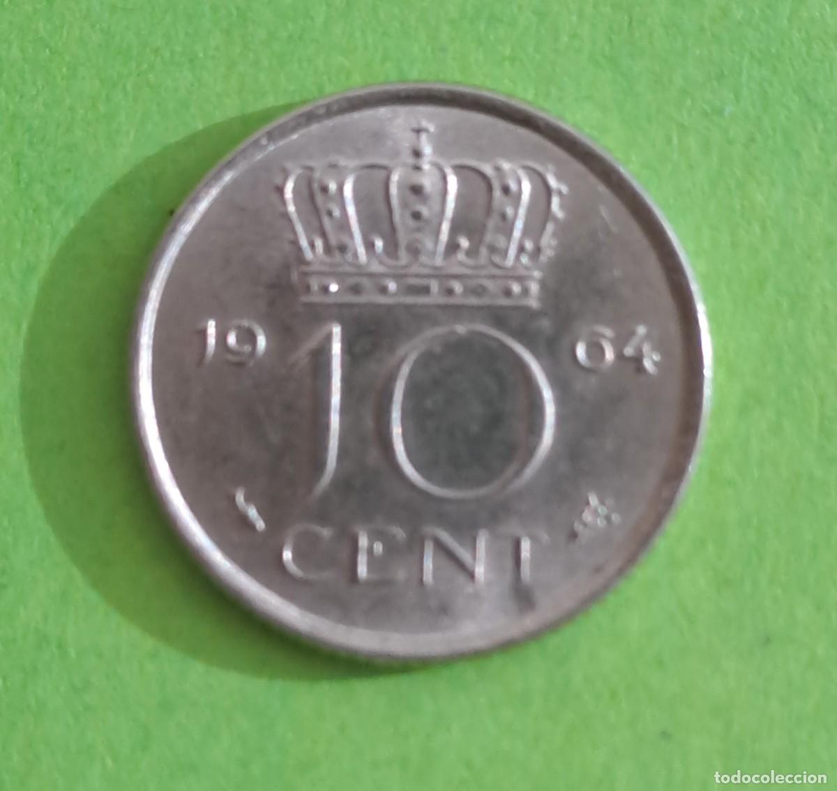 Monedas antiguas de Europa: MONEDA HOLANDA 10 CENTIMOS A&Ntilde;O 1964 - Foto 2