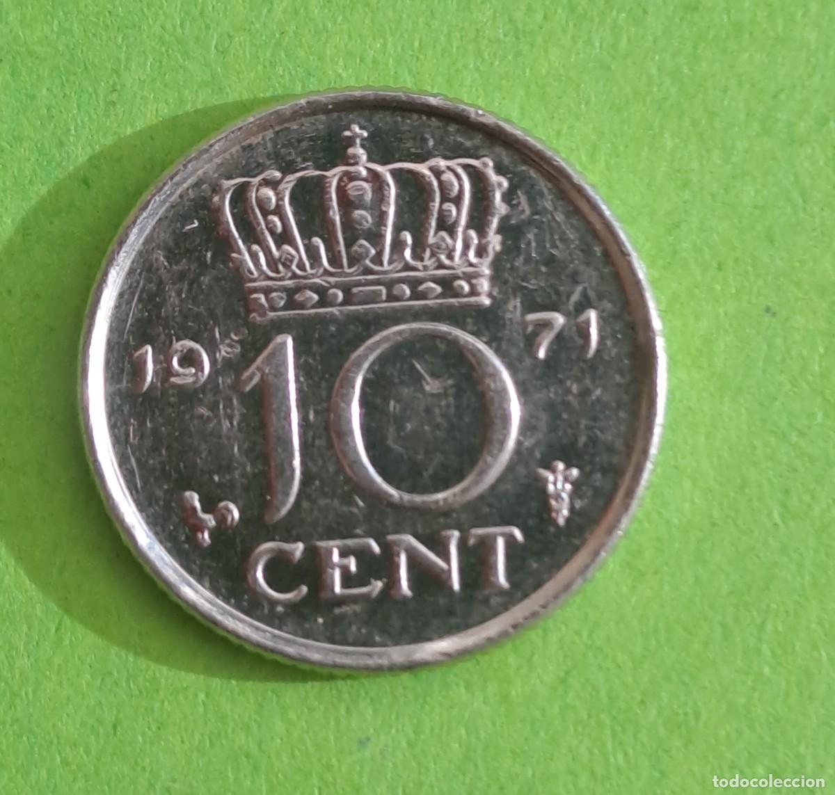 Monedas antiguas de Europa: MONEDA HOLANDA 10 CENTIMOS A&Ntilde;O 1971 - Foto 2