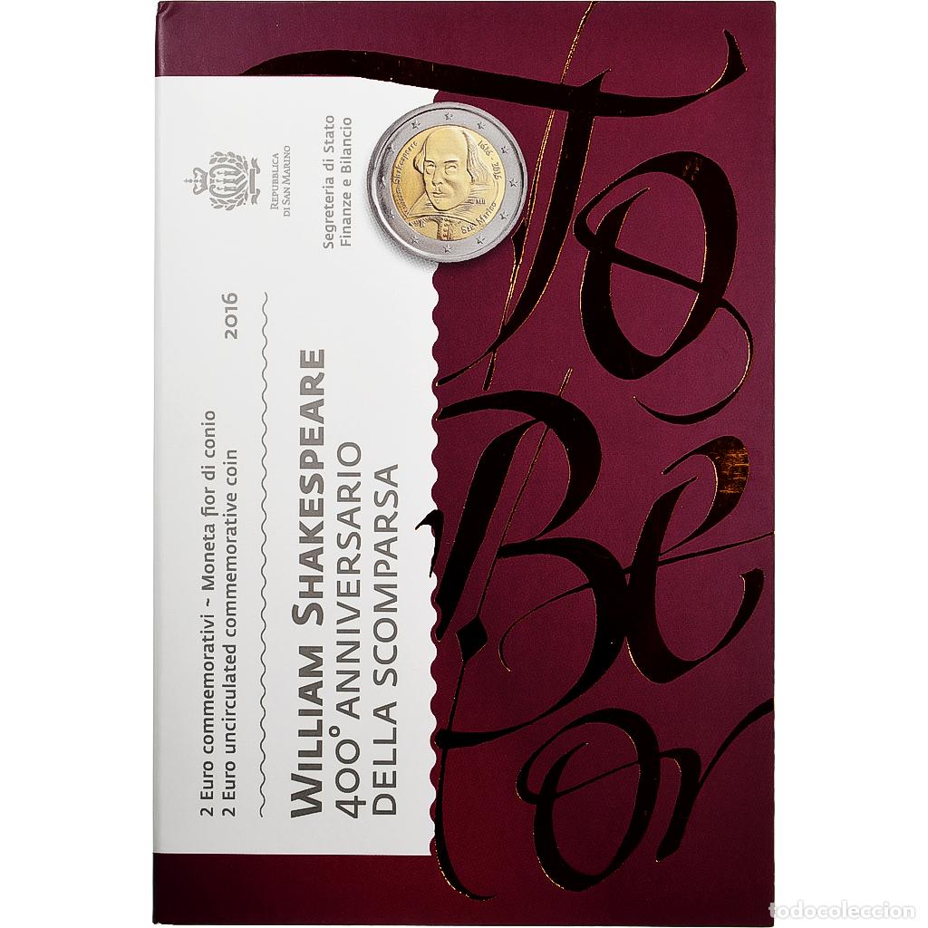 Monedas antiguas de Europa: [#1275327] San Marino, 2 Euro, William Shakespeare - 400th Anniversary, Coin card.FDC