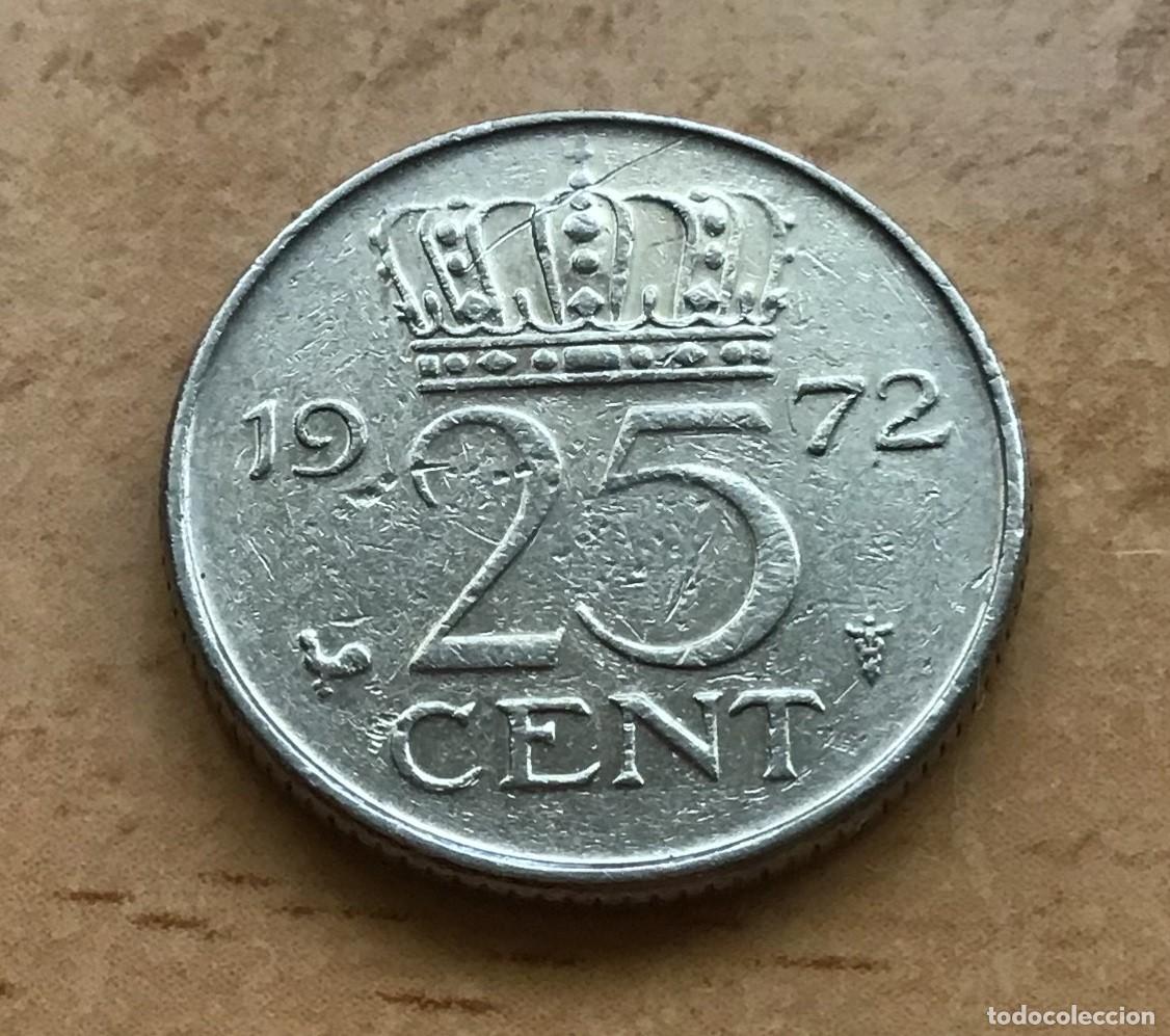 Monedas antiguas de Europa: 25 centavos de Holanda. A&ntilde;o 1972 - Foto 1