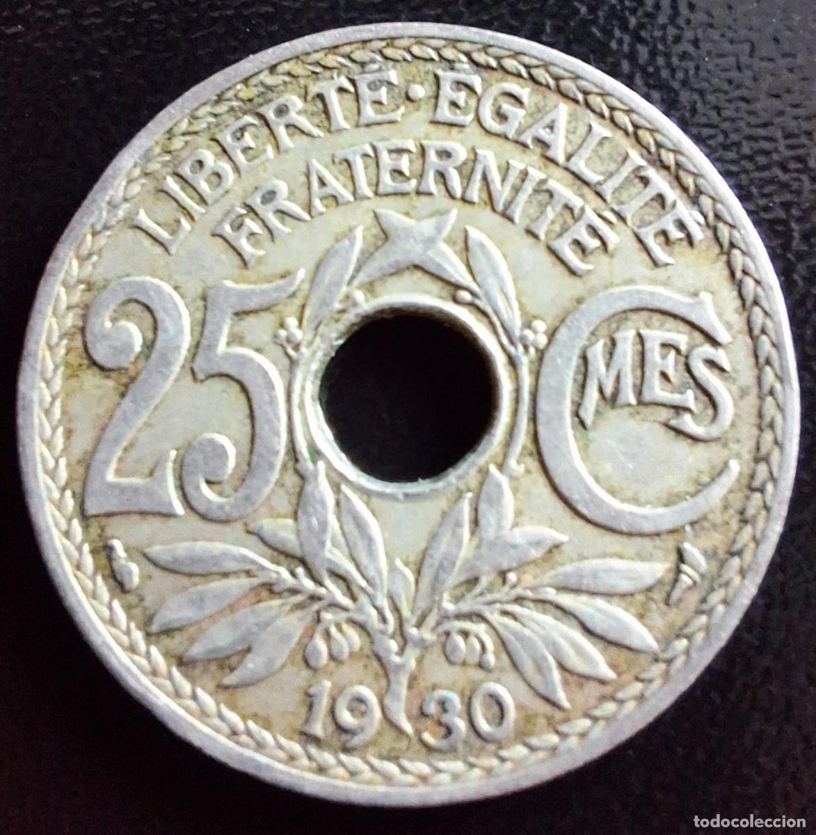 Monedas antiguas de Europa: 25 C&eacute;ntimos 1930 - Francia - Foto 1