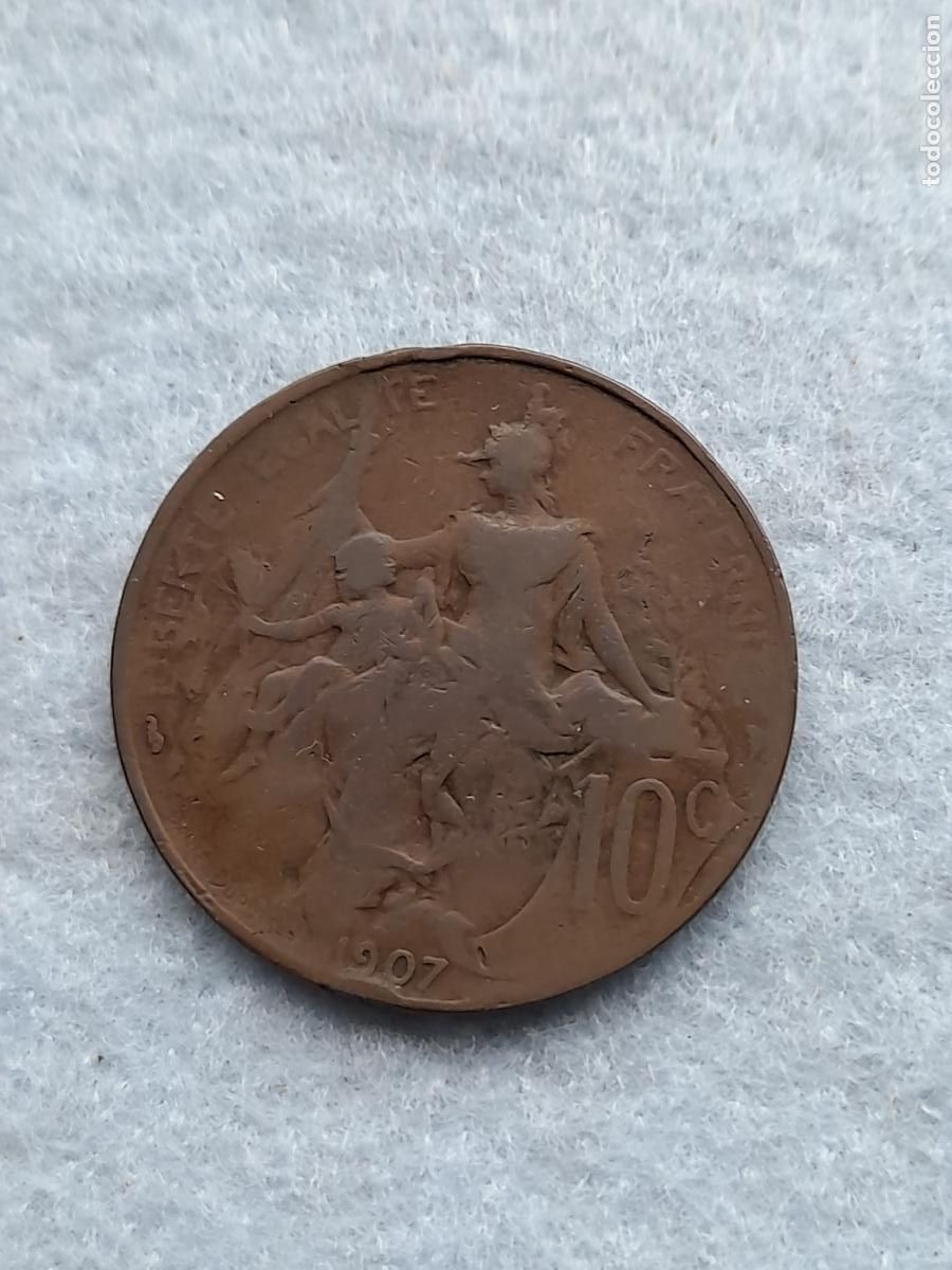 Monedas antiguas de Europa: Francia. 10 C&eacute;ntimos. A&ntilde;o 1907. - Foto 1