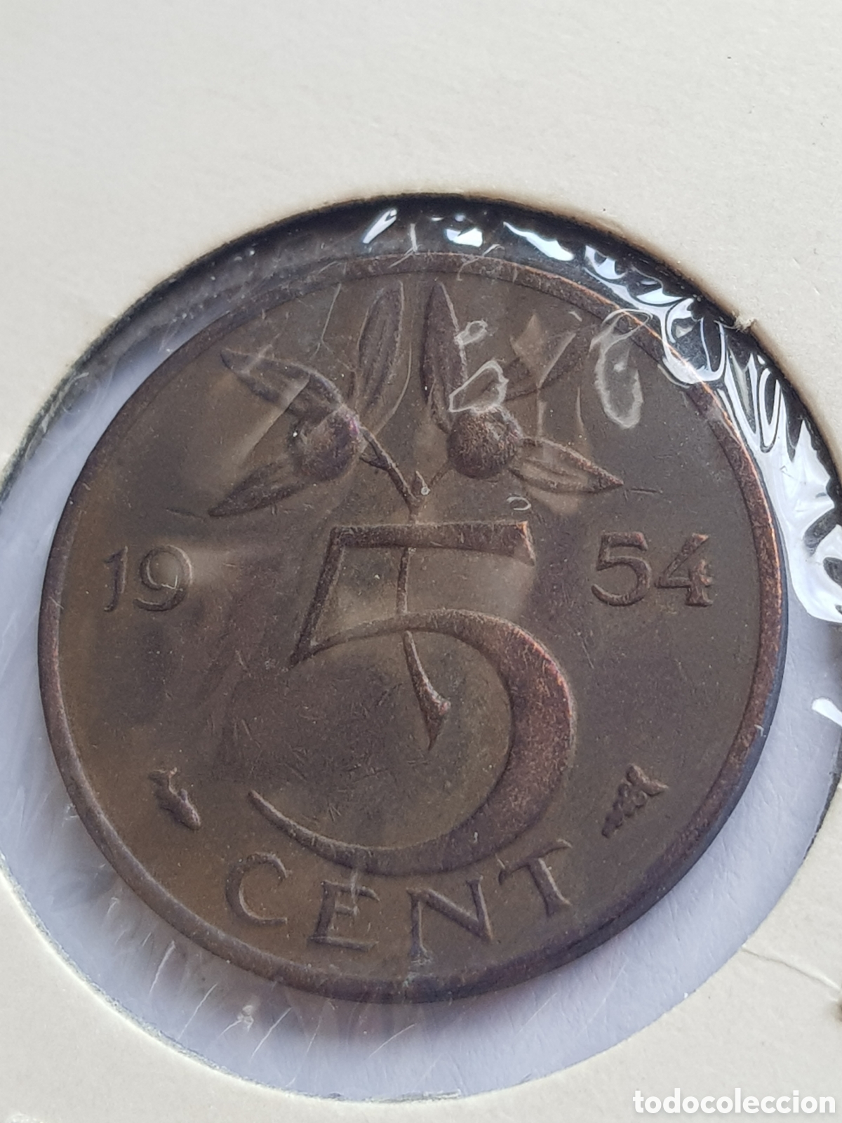 Monedas antiguas de Europa: 5 c&eacute;ntimos de Gulden 1954 Holanda Cents - Foto 2