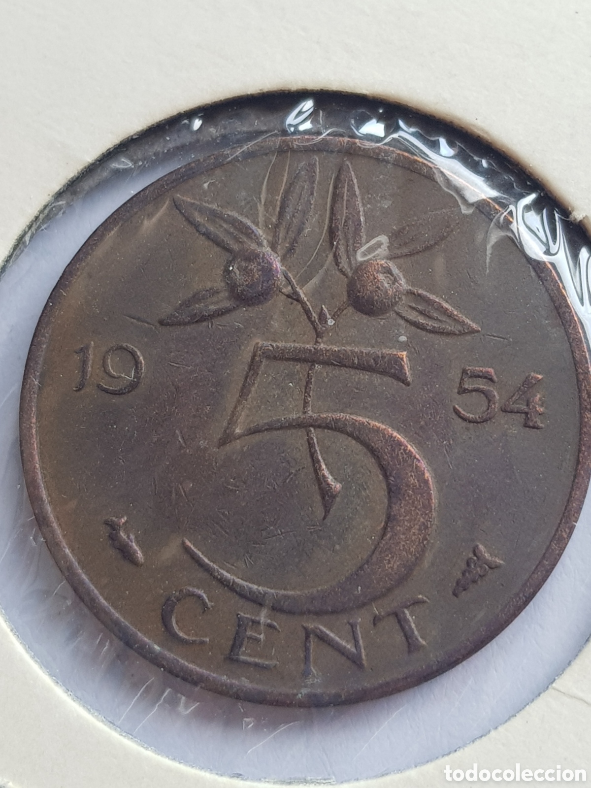 Monedas antiguas de Europa: 5 c&eacute;ntimos de Gulden 1954 Holanda Cents - Foto 1