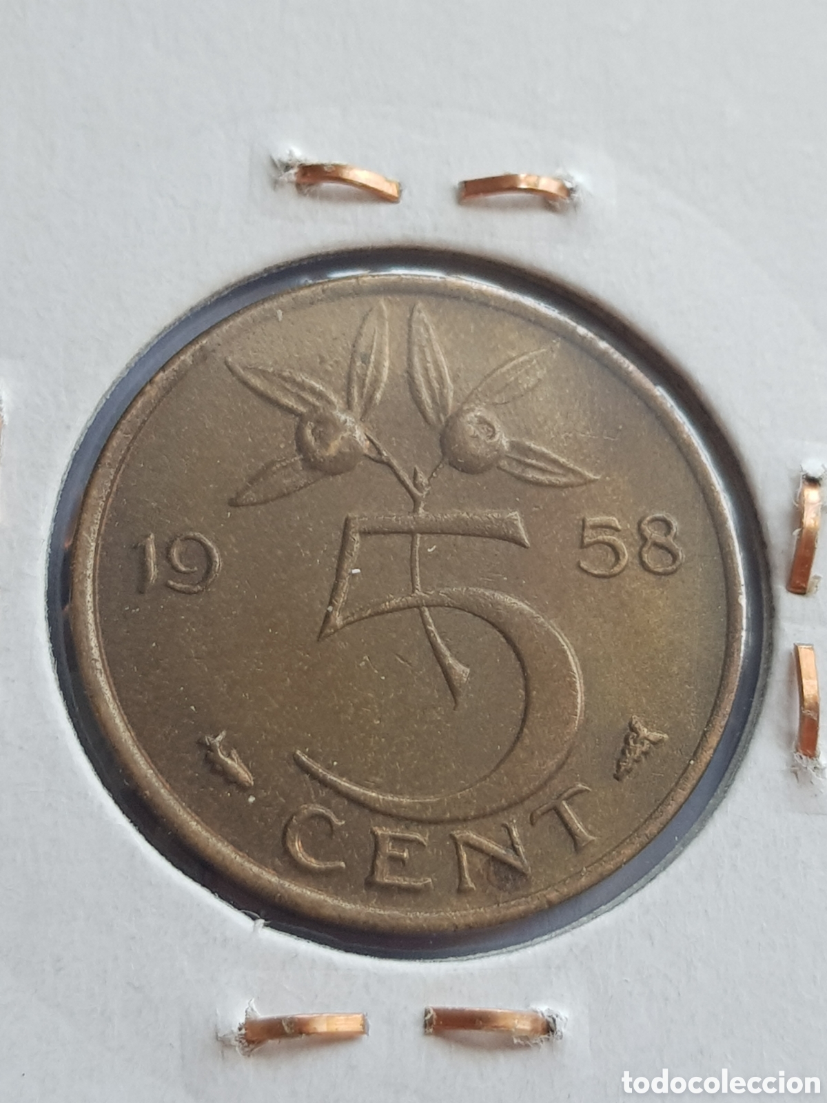 Monedas antiguas de Europa: 5 c&eacute;ntimos de Gulden 1958 Holanda Cents - Foto 2