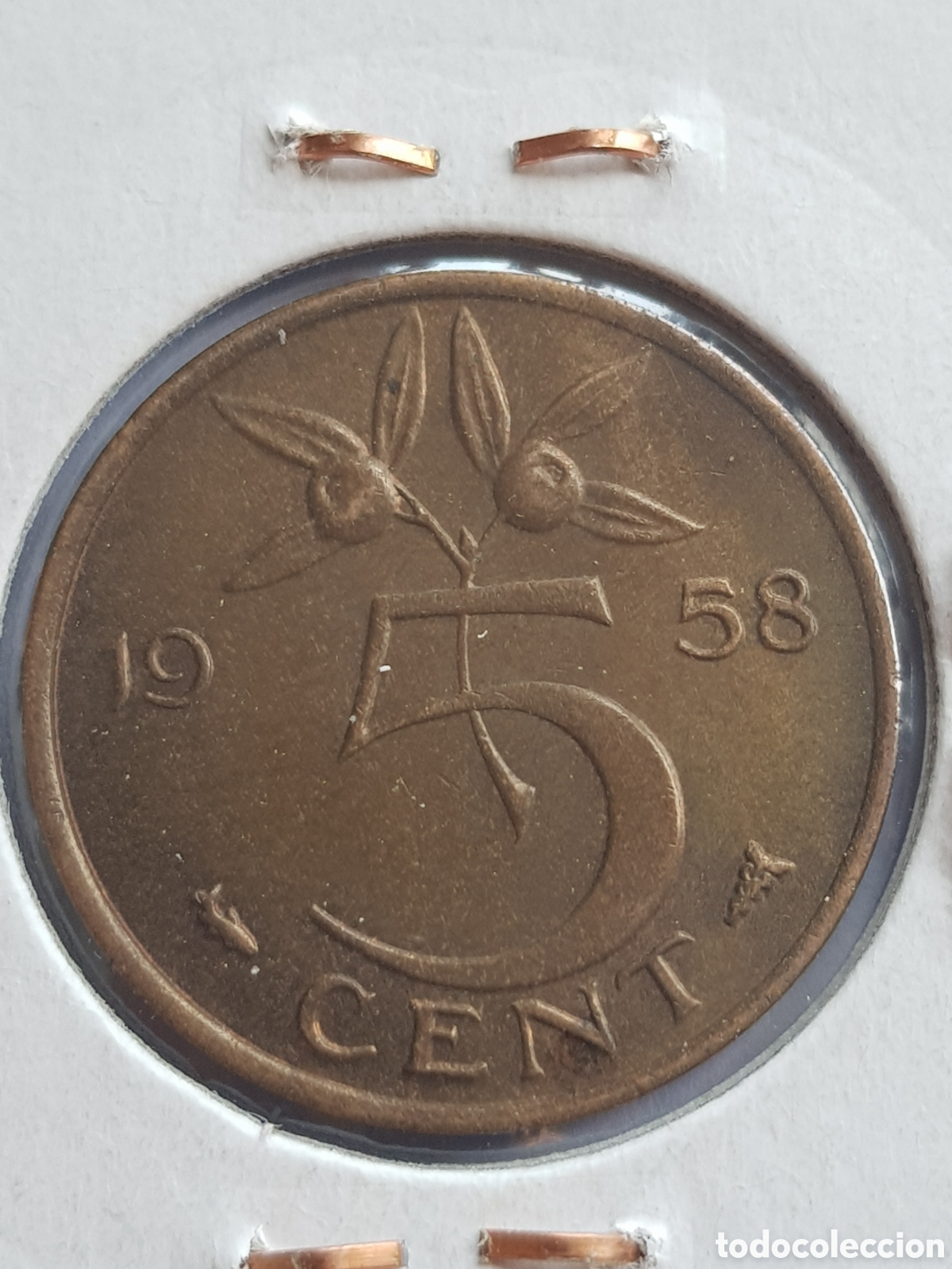 Monedas antiguas de Europa: 5 c&eacute;ntimos de Gulden 1958 Holanda Cents - Foto 1