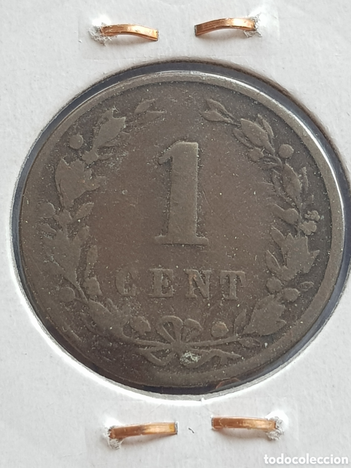 Monedas antiguas de Europa: 1 c&eacute;ntimo de Gulden 1884 Holanda Cent lateral doblado - Foto 3
