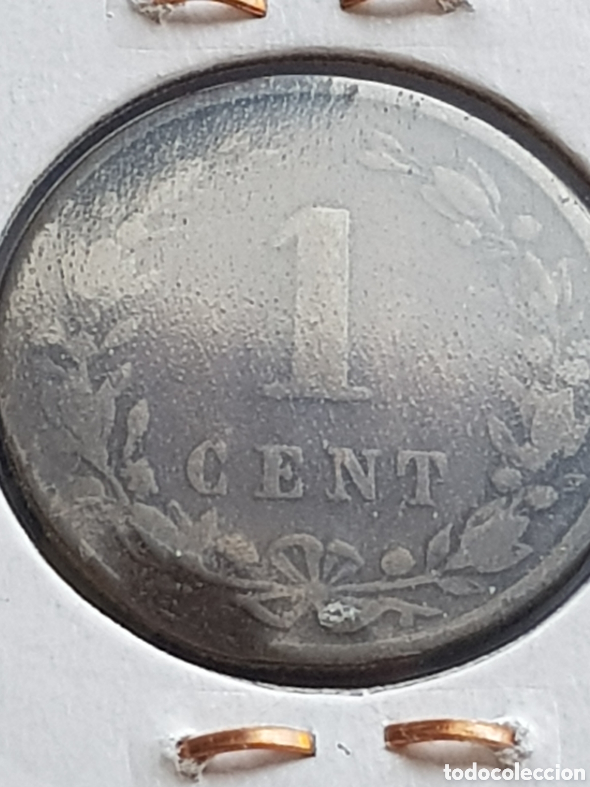 Monedas antiguas de Europa: 1 c&eacute;ntimo de Gulden 1884 Holanda Cent lateral doblado - Foto 4