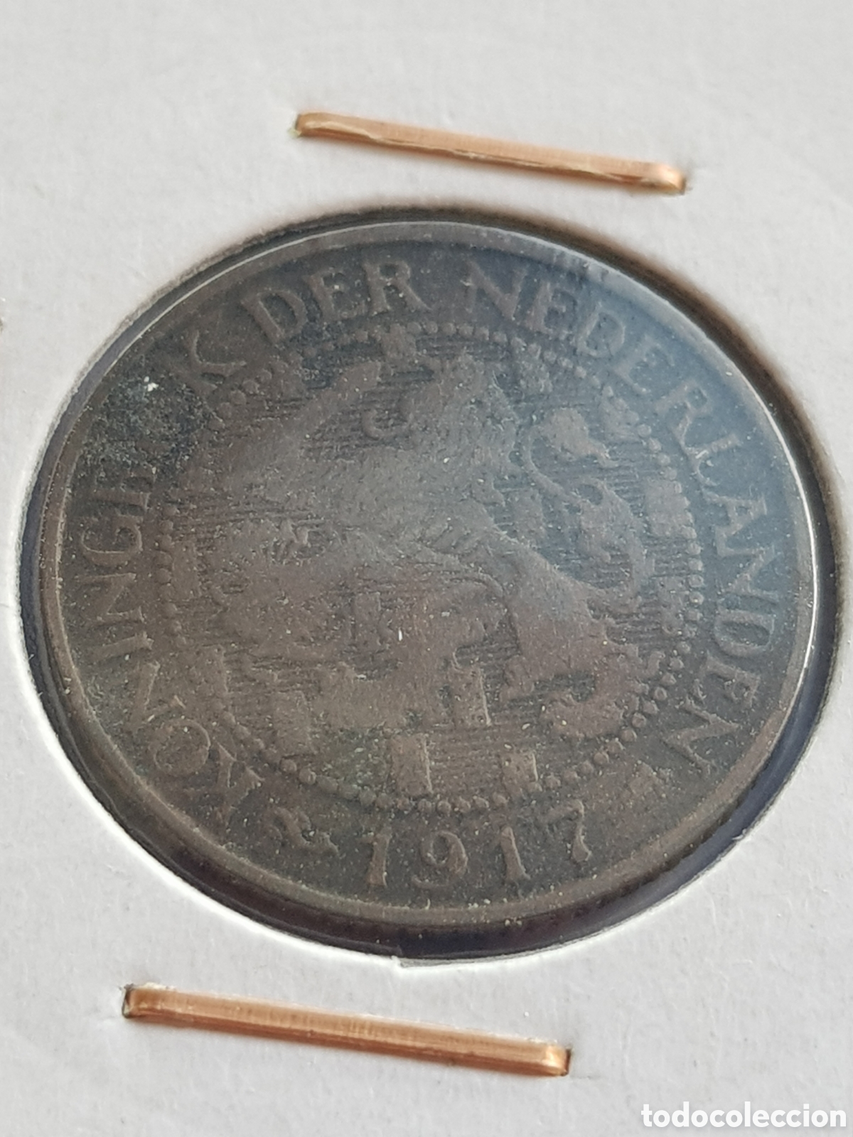 Monedas antiguas de Europa: 1 c&eacute;ntimo de Gulden 1917 Holanda Cent - Foto 2