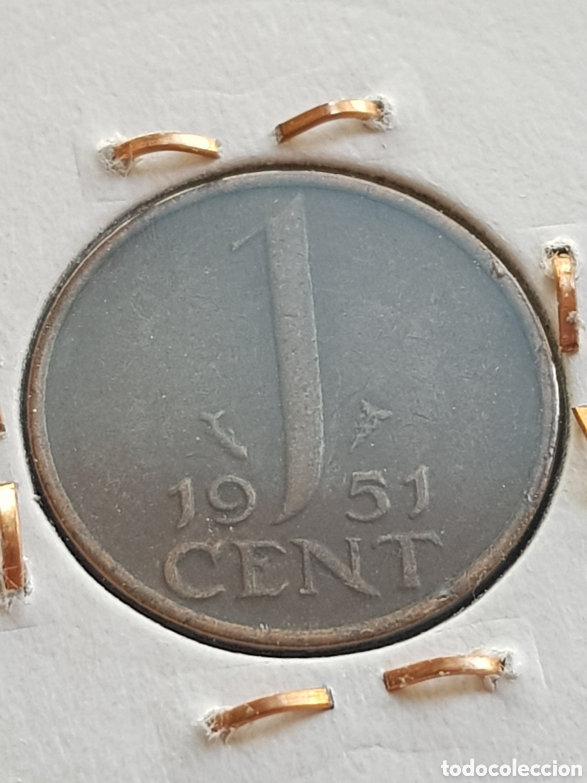 Monedas antiguas de Europa: 1 c&eacute;ntimo de Gulden 1951 Holanda Cent - Foto 2