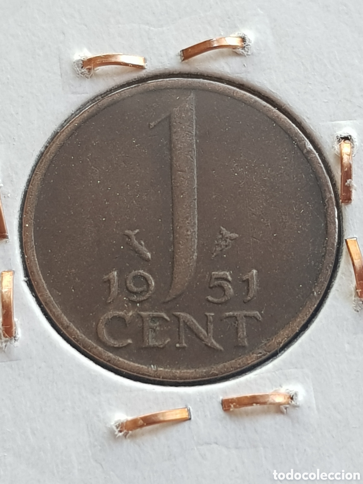 Monedas antiguas de Europa: 1 c&eacute;ntimo de Gulden 1951 Holanda Cent - Foto 1